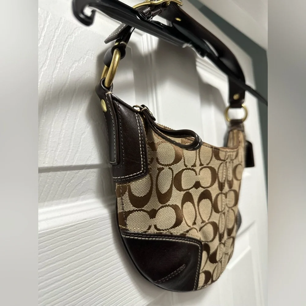 Coach Vintage Y2K Brown Signature Hobo Demi with Leather Corners H0768-11371